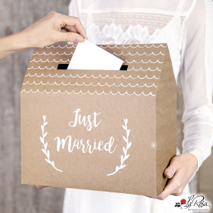 Scatola per biglietti e Buste matrimonio rustica Just Married