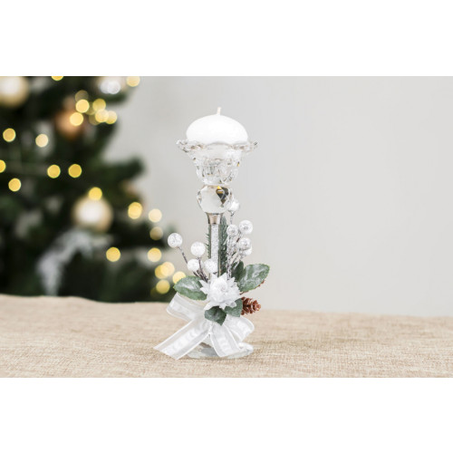 Idea Regalo Natale - Candeliere in cristallo con decoro natalizio