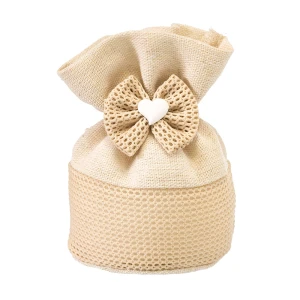Bomboniere Sacchetti Portaconfetti Tondo Beige Eleganti con Fiocco