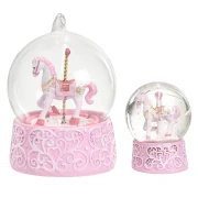 Bomboniera battesimo bimba sfera giostra rosa