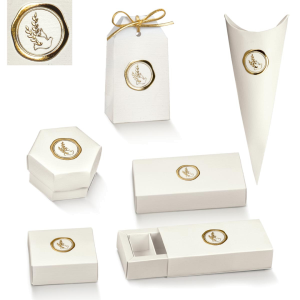 Scatoline portaconfetti Cresima stile ceralacca con colomba oro