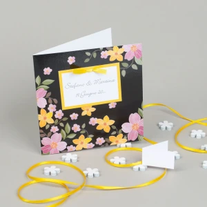 Partecipazione Matrimonio Originale con fantasia floreale - Night Flower
