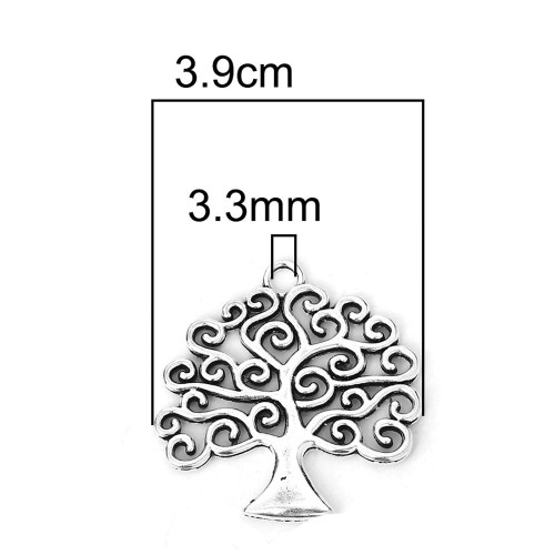 DLM - Ciondolo Ciondoli Charm Albero della Vita Silver Oro Life Tree  Confettata Fai da Te