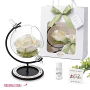 Profumatore Mappamondo con Rosa e Base in Metallo e legno personalizzabile