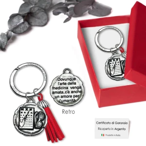 Bomboniere Laurea in Oftalmologia Portachiavi in argento