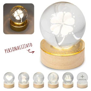 Bomboniere 2026 Laurea Sfera LED Quadrifoglio personalizzabile