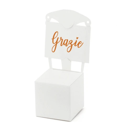 10 Scatoline Portaconfetti e Segnaposto Sedia con Biglietto