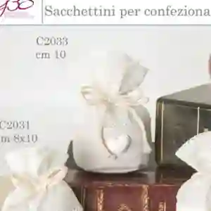 Ultimi 44 Sacchetti Portaconfetti Tondo cuore panna