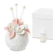 Bomboniera Elegante Profumatore con Rose in ceramica bianca e rosa