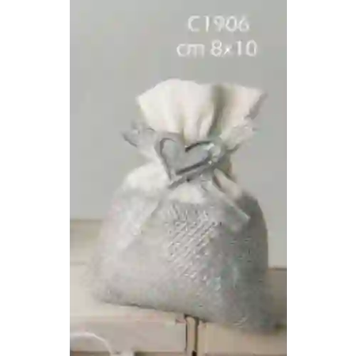 ULTIMI 25 Bomboniere Sacchettini Portaconfetti argentati con cuore 8x10 cm PREZZO PER TUTTI