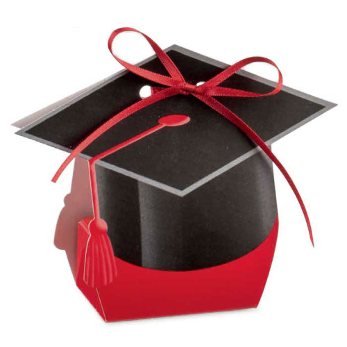 ULTIMI PEZZI 60 scatolina tocco cappello rosso portaconfetti per laurea 6x4x10 cm circa PREZZO PER TUTTI