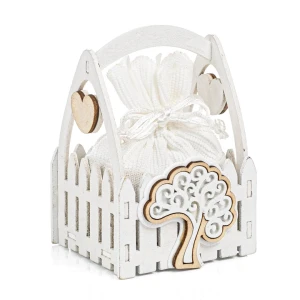 Bomboniere 2026 Linea Boucle' Scatolina Portaconfetti a forma di cestino con albero della vita