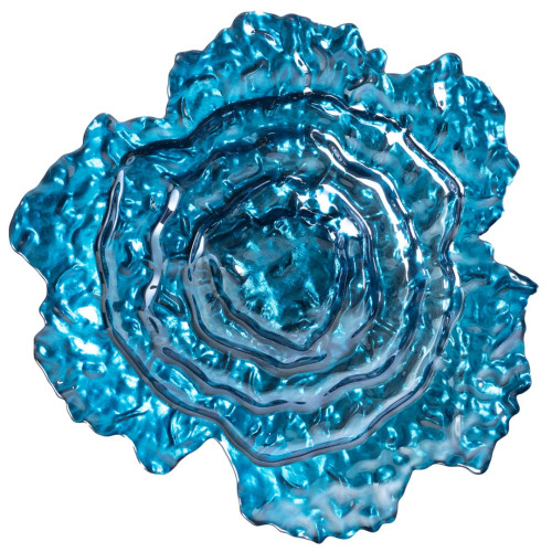 Centrotavola in vetro a forma di fiore blu diametro 42 cm