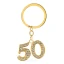 Bomboniere Nozze d\'Oro o Compleanno Portachiavi 50 oro con strass in metallo