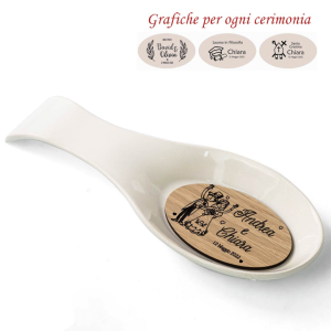 Bomboniere Personalizzate Poggiamestolo in ceramica e legno