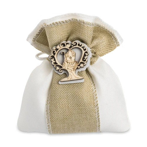 Ultimi 17 pezzi Bomboniere Sacchettini Portaconfetti di Yuta con Albero della Vita e simbolo Cresima