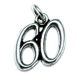 Ciondolo Numero 60 in argento per bomboniere idea originale compleanno anniversario
