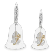 Bomboniera cresima Campanella in vetro soffiato con strass e placca in argento