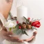 Idea Regalo Natale - Portacandela in ceramica concavo con decorazione natalizia