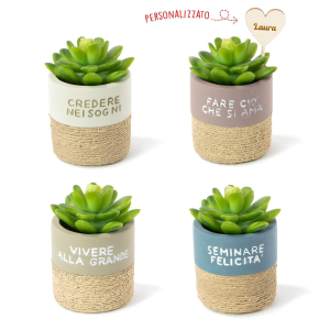 Bomboniere Vaso Porta Piante in Terracotta con Scritte e Spago