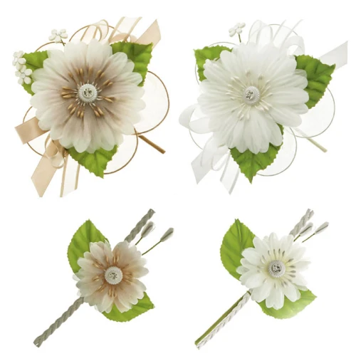 Fiore Margherita Portaconfetti Bianco e Tortora per Bomboniere fai da te