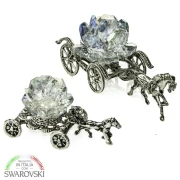 Bomboniera Carrozza Metallo Argento Cristallo