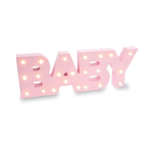 Scritta Baby Luce Led Battesimo & Nascita Rosa