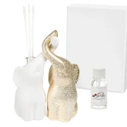 Bomboniere 2026 Profumatore Elefantini Intrecciati Bianco & Oro