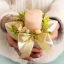 Idea Regalo Natale - Portacandela in ceramica a forma di stella con decorazione floreale
