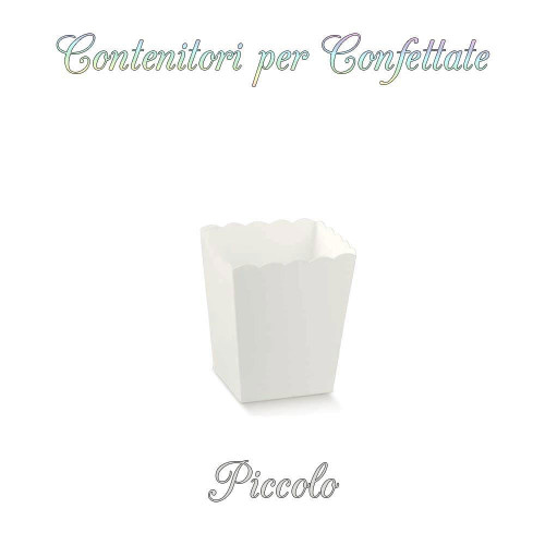 cestino contenitore porta confetti per confettata in cartoncino bianco