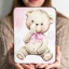 Bomboniere Battesimo e Nascita Femmina 2027 Quadro orsetto con effetto pietra luminosa in rilievo personalizzabile