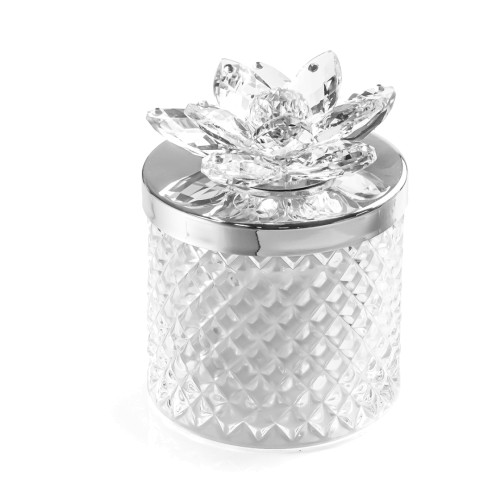 Bomboniere 2024 Candele Diamond Argento con fiore in Cristallo - Alta Qualità