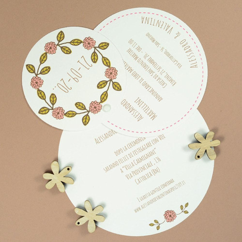 Partecipazioni Matrimonio Originali con fiori e foglioline - Platano