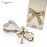 Bomboniere Poggiamestolo cuore in Porcellana bianca matrimonio 2020