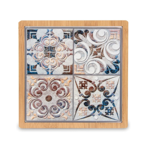 Bomboniere Sottopentola in porcellana decorata e legno