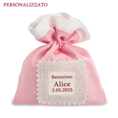 Sacchettini Personalizzabili Battesimo Nascita Rosa