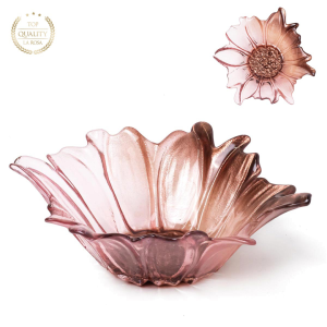 Bomboniera Ciotola in vetro a fiore rosa antico perlato - Alta Qualità