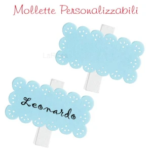 mollette in legno per bomboniere  personalizzate celeste