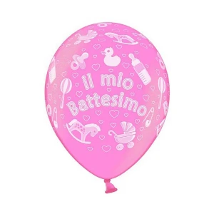 Palloncini Rosa "il Mio Battesimo" - confezione 10 pezzi