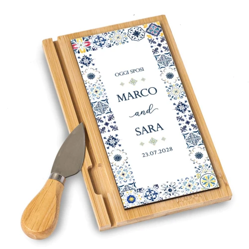 Bomboniere Personalizzate Tagliere con coltellino Tema Maioliche