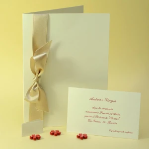 Partecipazione Nozze Elegante Avorio con fiocco - Stile