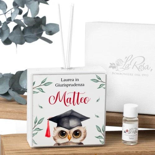 Bomboniere 2025 Laurea Gufetto Profumatore a LED Personalizzabile