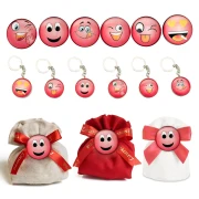 Bomboniere Smile emoticons magnete e portachiavi rossi