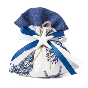 Bomboniere Tema Mare 2026 Sacchettini Portaconfetti con fantasia marina ed applicazione stella