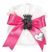 Bomboniere 18° compleanno 2027 Magnete con corona numero 18 nero con glitter