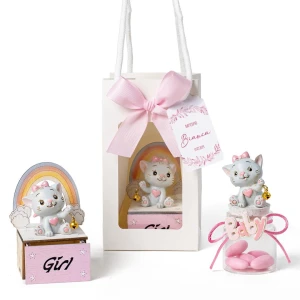 ⚡ OFFERTISSIMA Bomboniera Battesimo Nascita bimba Scatolina e Barattolino Linea Micia