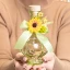 Bomboniere 2027 Bottiglie in vetro verde o trasparente con tappo da 250 ml con fiocco e girasole