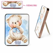 ⚡ OFFERTISSIMA Bomboniere Battesimo e Nascita Maschio 2027 Quadro orsetto con effetto pietra luminosa in rilievo personalizzabile