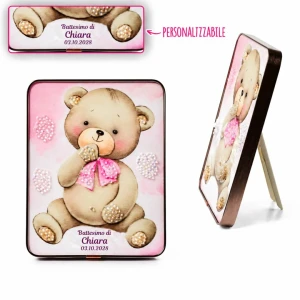 ⚡ OFFERTISSIMA Bomboniere Battesimo e Nascita Femmina 2027 Quadro orsetto con effetto pietra luminosa in rilievo personalizzabile