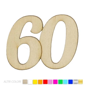 Applicazione 60 anni per bomboniere numero in legno